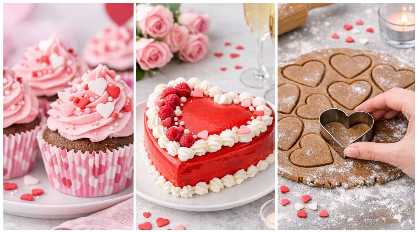 Valentýnské pečení – koláž sladkých dezertů
