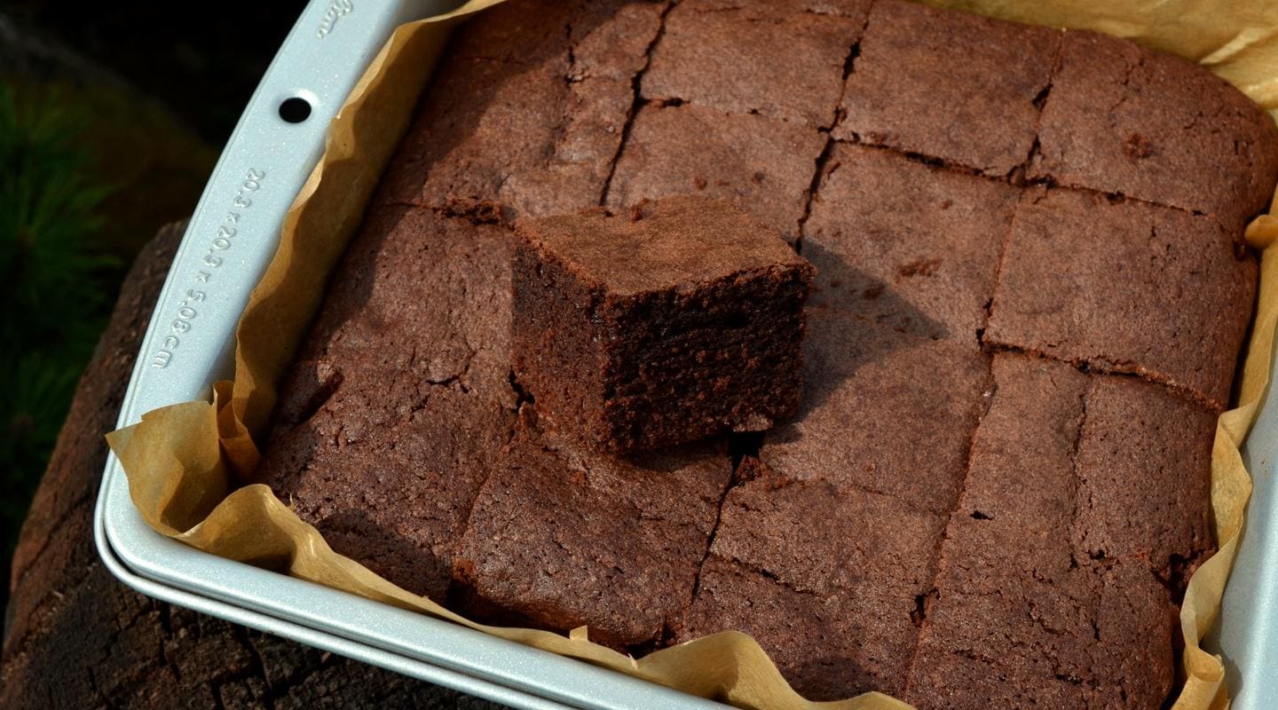 Detail vláčných čokoládových brownies – struktura uvnitř