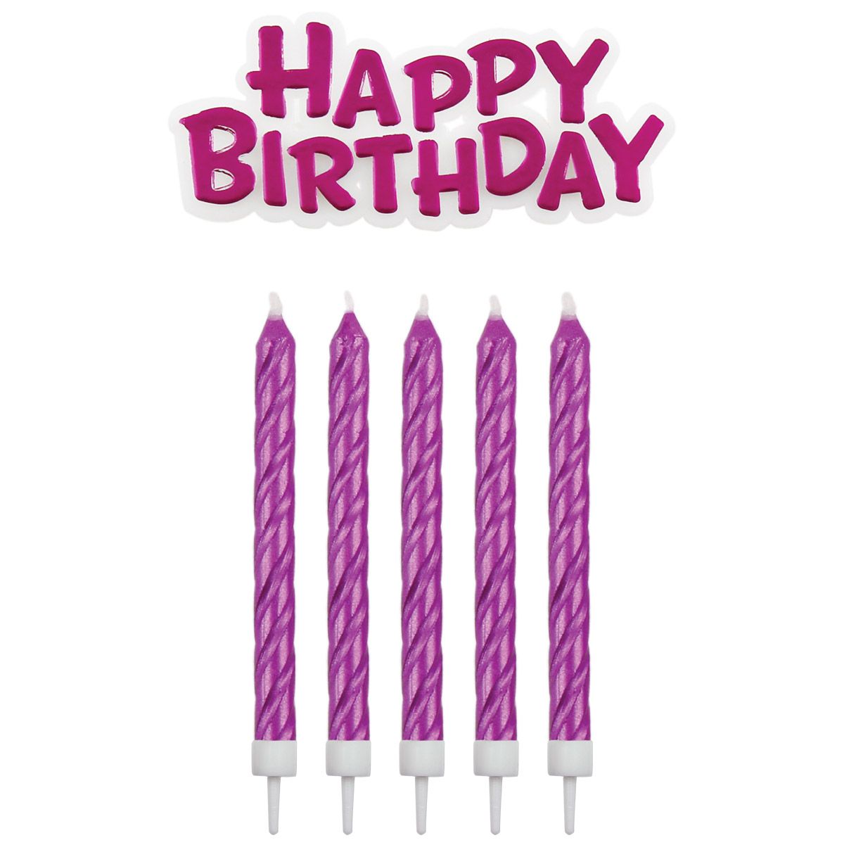 Svíčky na dort Happy Birthday růžové (sada 17 ks) PME
