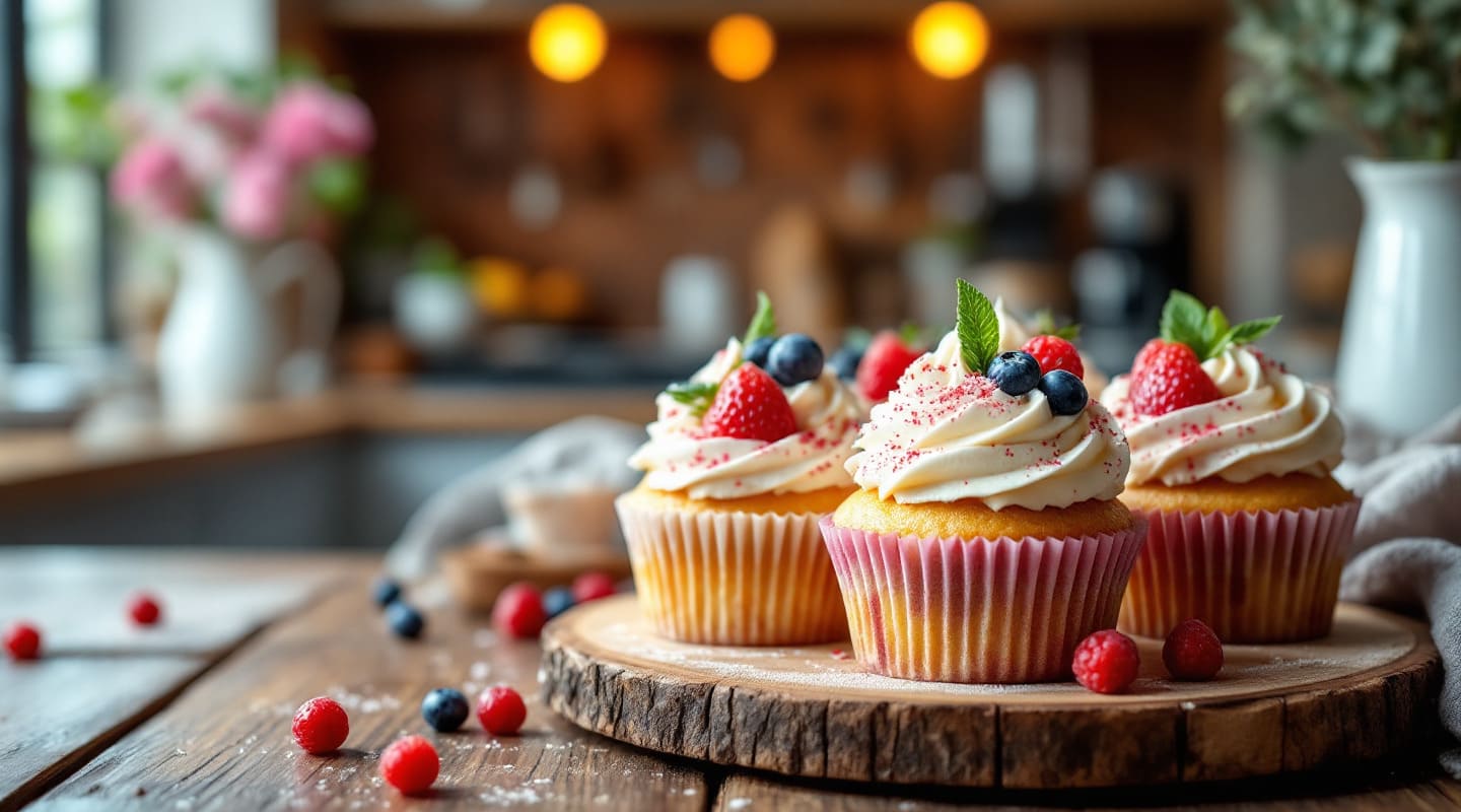 Cupcakes zdobené ovocem