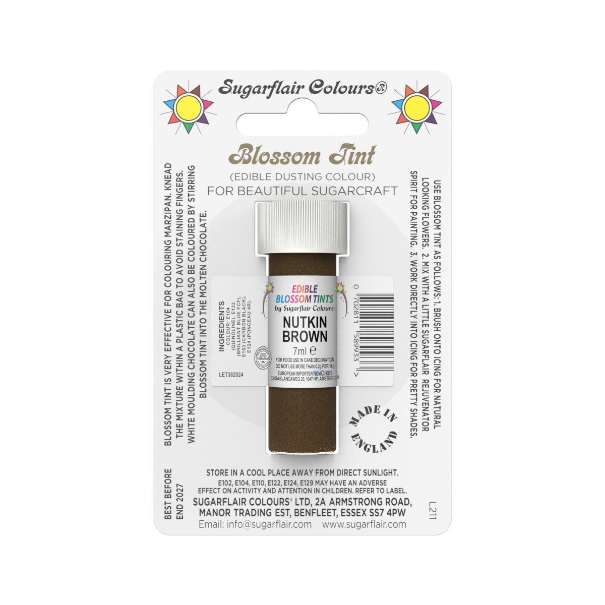 Prachová barva Nutkin Brown oříškově hnědá 7 ml Sugarflair
