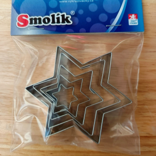 Sada 5 ks vykrajovátek hvězdičky pocín. plech