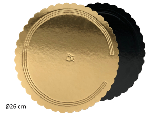 Dortová podložka pevná kulatá zlatá vlnkovaná 26 cm