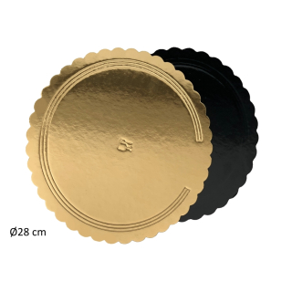 Dortová podložka pevná kulatá zlatá vlnkovaná 28 cm