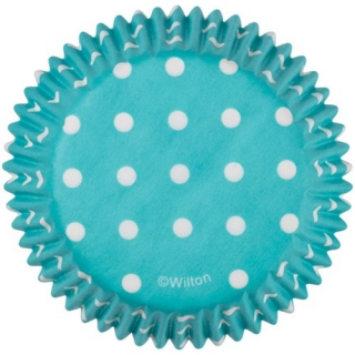 Wilton cukrářské  košíčky modré s puntíky 75 ks