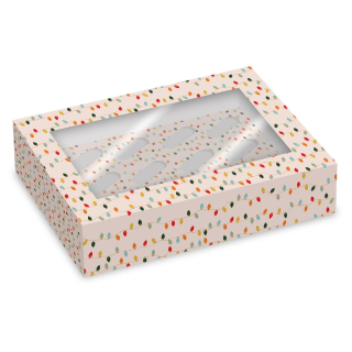 Krabice vánoční na cupcakes na 12 ks motiv žárovky (2 ks)