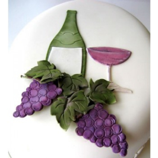 Láhev a sklenice - patchwork na marcipán