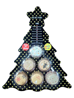 Cukrářské košíčky na pralinky vánoční sada strom II 150 ks (6 vzorů)