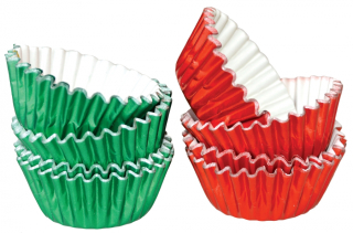 Hliníkové košíčky na pralinky zelené a červené (50 ks)
