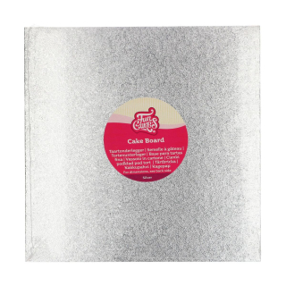 Dortová podložka tenká čtvercová stříbrná, tl. 3 mm